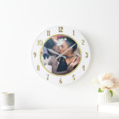 Je persoonlijke foto toevoegen | Goud-witte legant Grote Klok (Huis)