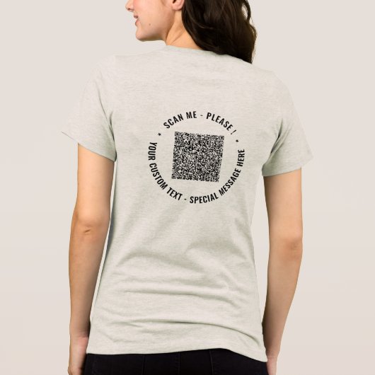 Je persoonlijke QR-code en aangepaste tekst voorbe Tri-Blend Shirt (Achterkant)