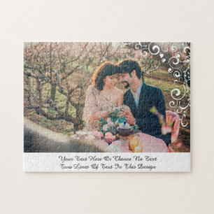 Je Pic&Text Elegante Witte Bloemige Krul Filigraan Legpuzzel