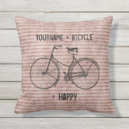 Je plus fiets staat gelijk aan Happy Antiek Bike P Buitenkussen