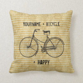 Je plus fiets staat gelijk aan Happy Antiek Bike Y Kussen