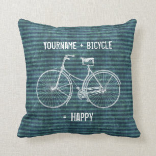 Je plus fiets staat gelijk aan Happy Antiek Blue G Kussen