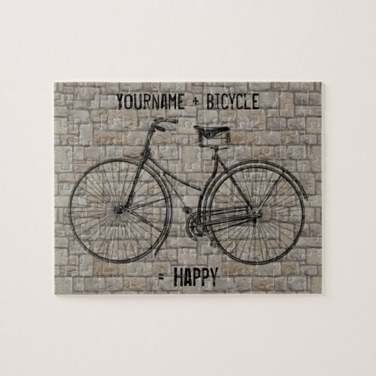 Je plus fiets staat gelijk aan Happy Antiek Bricks Legpuzzel (Horizontaal)