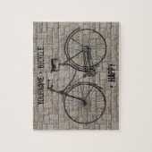 Je plus fiets staat gelijk aan Happy Antiek Bricks Legpuzzel (Verticaal)
