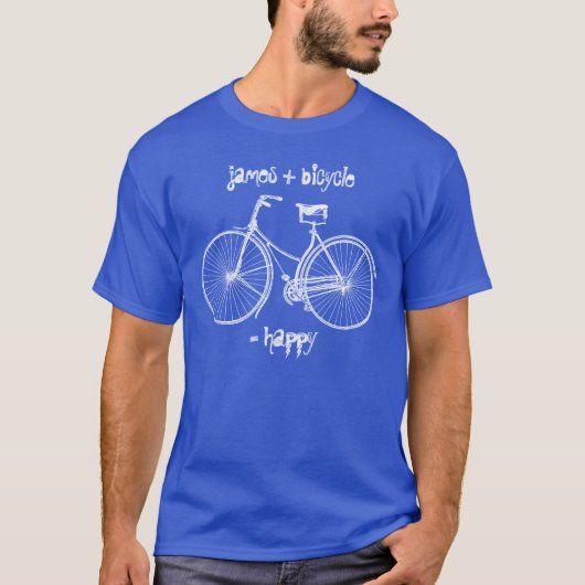 Je plus fiets staat gelijk aan Happy Antiek Wheels T-shirt (Voorkant)