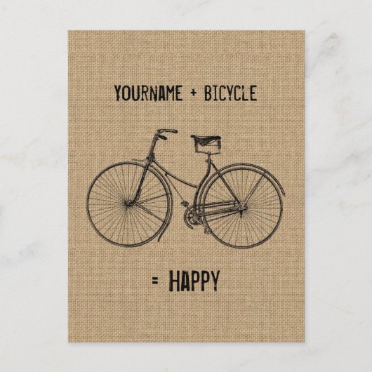 Je plus fiets staat gelijk aan Happy Natural Burla Briefkaart (Voorkant)