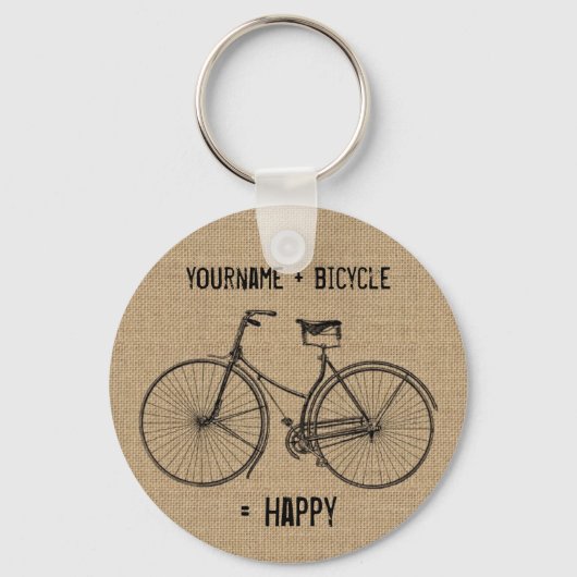Je plus fiets staat gelijk aan Happy Natural Burla Sleutelhanger (Voorkant)
