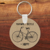 Je plus fiets staat gelijk aan Happy Natural Burla Sleutelhanger (Voorkant)