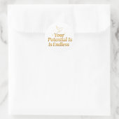 Je Potentieel Is Eindeloos Dove Goud Motivatie Ronde Sticker (Tas)