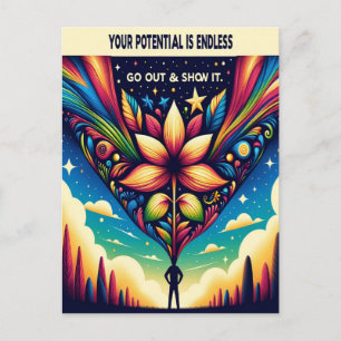 Je potentieel is eindeloos Ga op pad en Show het Briefkaart