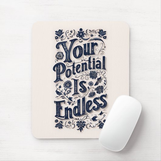 Je potentieel is eindeloze beige achtergrond muismat (Met muis)