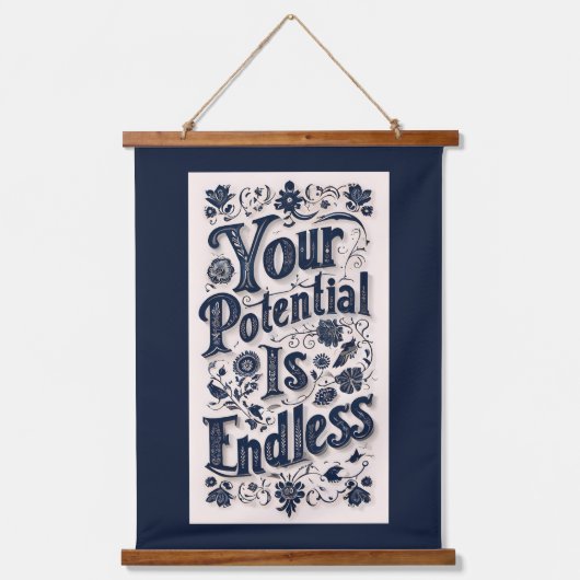 Je potentieel is eindeloze donkere achtergrond hangend wandkleed (Voorkant)