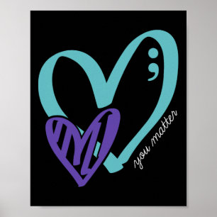 Je probleem zelfmoordpreventie bewustzijn Blauwgro Poster
