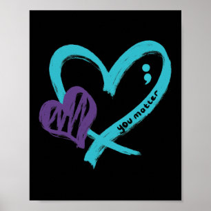 Je probleem zelfmoordpreventie bewustzijn Blauwgro Poster