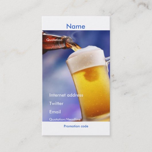 Je promotiekaart voor bier visitekaartje (Voorkant)