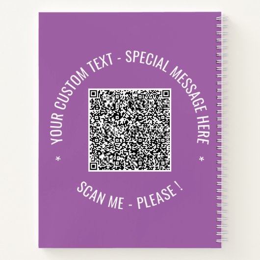 Je QR-code Aangepaste Tekst Notitieboek Sjabloon (Achterkant)
