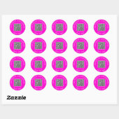 Je QR-code aangepaste tekstkleurstickersjabloon Ronde Sticker (Vel)