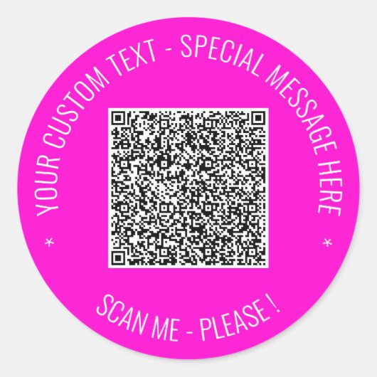 Je QR-code aangepaste tekstkleurstickersjabloon Ronde Sticker (Voorkant)
