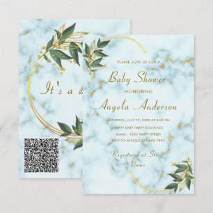Je QR Code Baby Boy Shower Uitnodigingen Voorbeeld