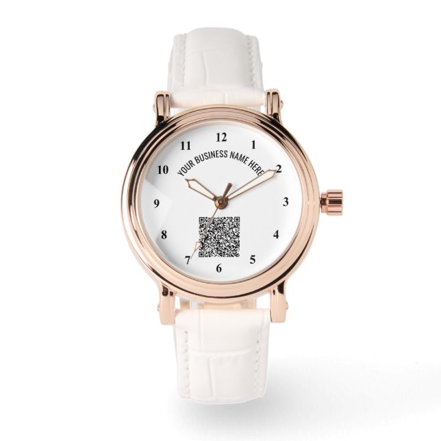 Je QR-code en aangepaste tekst horloge gepersonali (Voorkant)