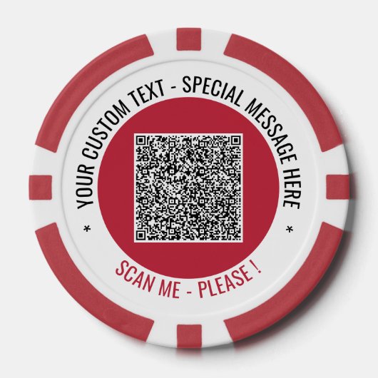 Je QR-code en aangepaste tekst Poker Chips Voorbee (Voorkant)