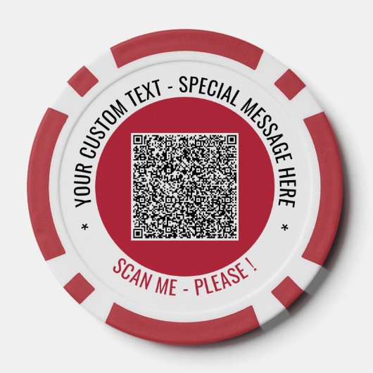 Je QR-code en aangepaste tekst Poker Chips Voorbee (Achterkant)