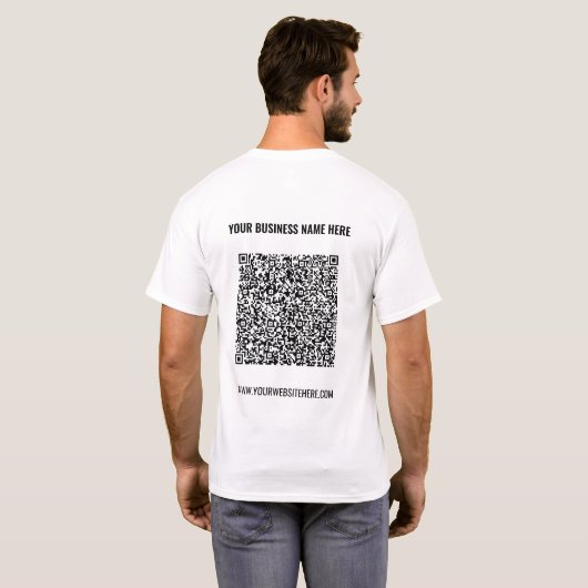 Je QR-code en aangepaste tekst T-Shirt-promotie T-shirt (Achterkant volledig)