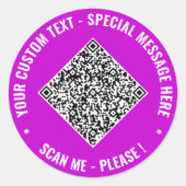 Je QR-code en stickers met aangepaste tekst Voorbe (Voorkant)