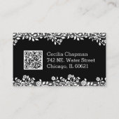Je QR-code Floral Black elegant stijlvol Visitekaartje (Achterkant)