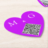 Je QR-code letters trouw hart papieren onderzetter (Gekanteld)