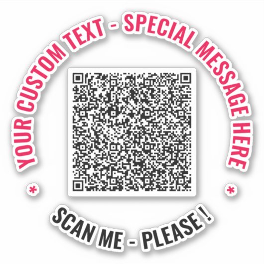 Je QR-code scan- en aangepaste tekststicker voorbe Sticker (Voorkant)