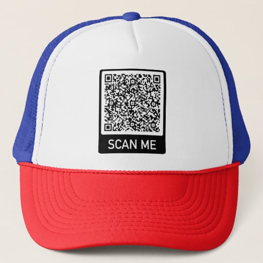 Je QR-code Scan me Info Modern Trucker Hat Cadeaut Pet (Voorkant)