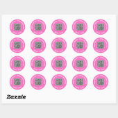 Je QR-code scaninfo aangepaste tekstkleuren sticke Ronde Sticker (Vel)