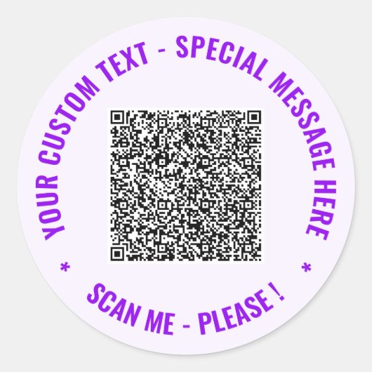 Je QR-code scaninfo en aangepaste tekststickers Ronde Sticker (Voorkant)