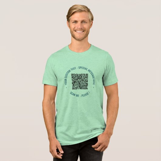 Je QR-code Scaninformatie Aangepaste tekst Aangepa Tri-Blend Shirt (Voorkant volledig)