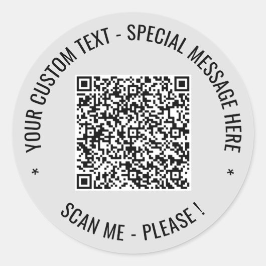 Je QR-code stickers met aangepaste tekst en kleure (Voorkant)