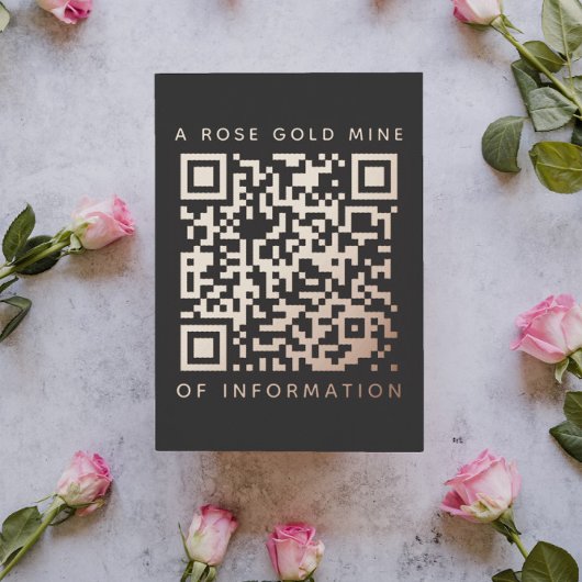 Je QR-code Zwarte Roos Gouden Grappige Kortingkaar Folie Feestdagenkaart