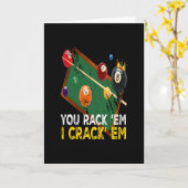Je rack Em I Crack Em Billiard Pool Kaart (Gele Bloem)