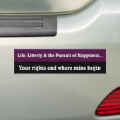 Je rechten eindigen waar de mijne begint bumpersticker (Op auto)