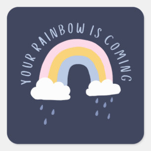 Je regenboog komt dichterbij. vierkante sticker