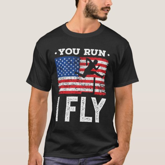 Je rent I Fly Hurdles Hurdler Track en Field T-shirt (Voorkant)