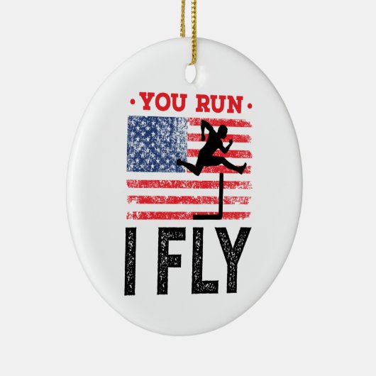 Je rent I Fly Track en Field Hurdles Hurdler Keramisch Ornament (Rechts)