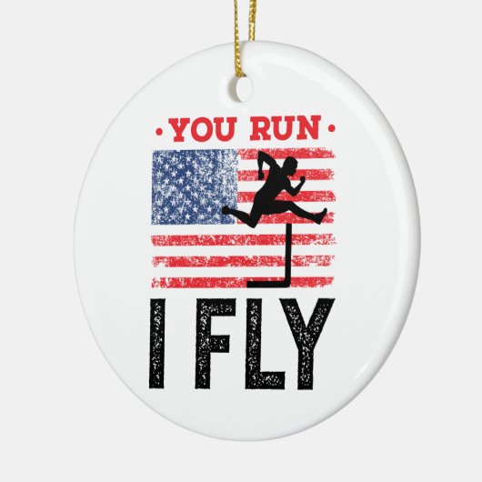 Je rent I Fly Track en Field Hurdles Hurdler Keramisch Ornament (Links)