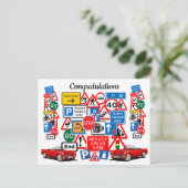 Je rijexamen is geslaagd, gefeliciteerd! briefkaart (Staand voorkant)