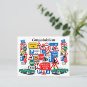 Je rijtest is voltooid ~ Gefeliciteerd! Briefkaart (Staand voorkant)