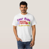 Je ritje komt uit de bus. t-shirt (Voorkant volledig)