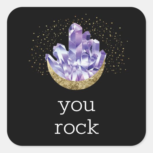 Je Rock Amethyst Kristallen Waardering Dank je Vierkante Sticker (Voorkant)