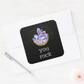 Je Rock Amethyst Kristallen Waardering Dank je Vierkante Sticker (Envelop)