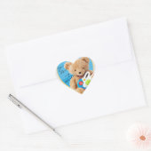 Je rockt mijn wereld teddybeer hart sticker (Envelop)