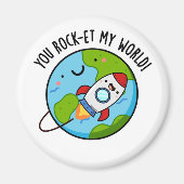 Je rockt op mijn wereld Grappige Rocket Pun Magneet (Voorkant)